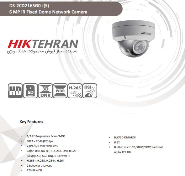 DS-2CD2163G0-IS دوربین مداربسته دام هایک ویژن مدل