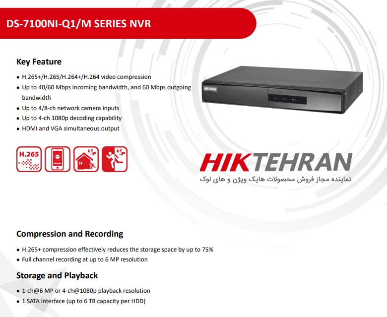 توضیحات کامل دستگاه nVR هایک ویژن مدل DS-7108NI-Q1/M