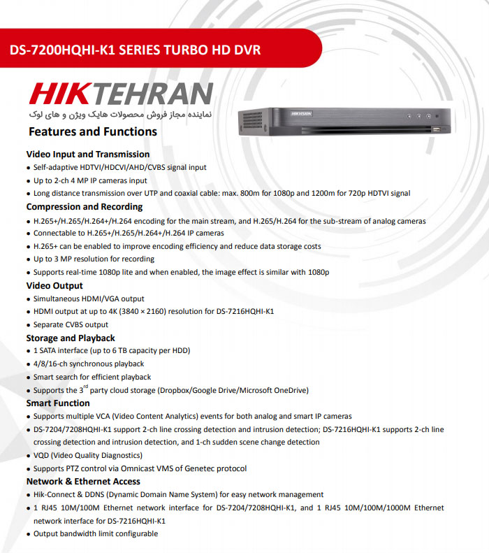 توضیحات کامل راجب دستگاه DVR هایک ویژن مدل DS-7204HQHI-K1