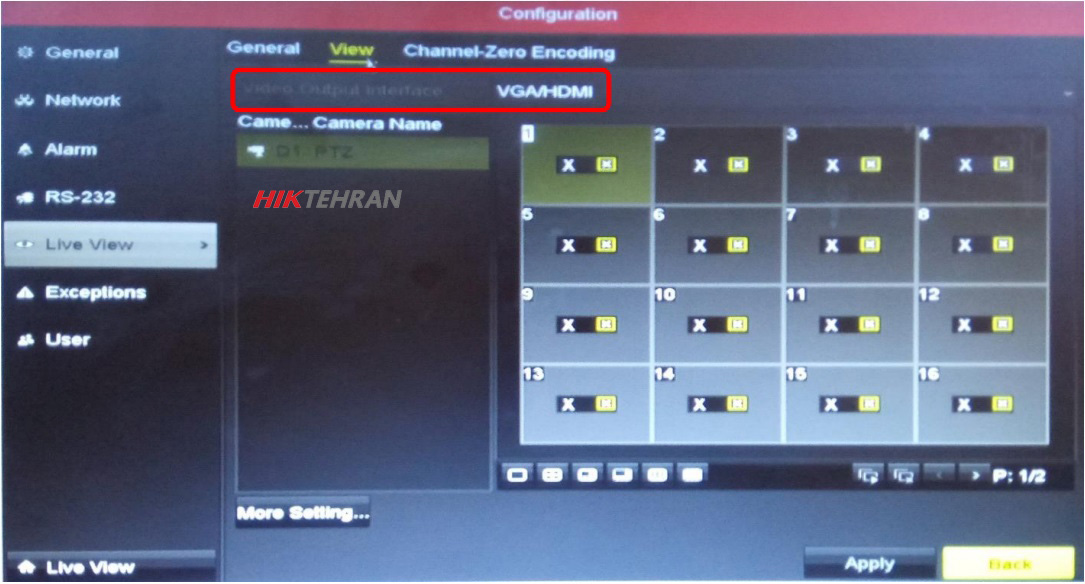 گزینه vga و hdmi دستگاه هایک ویژن