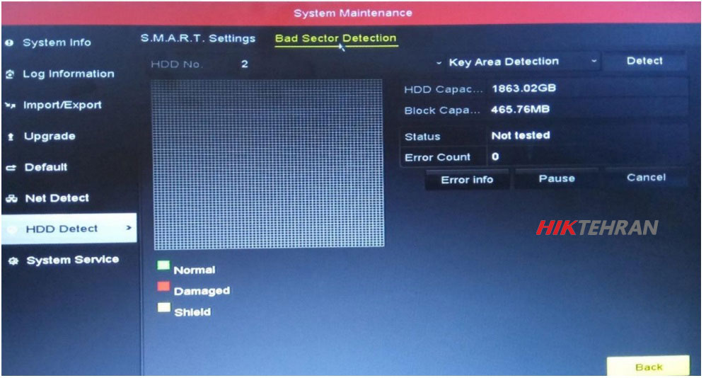 گزینه Detection Sector Bad هایک ویژن