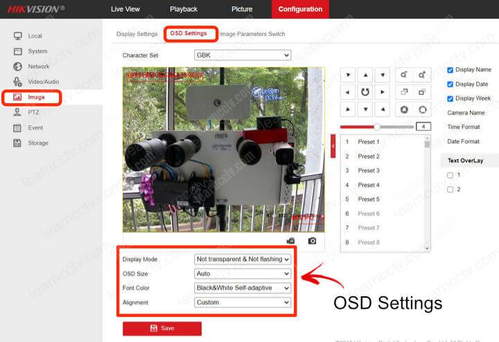 تنظیمات منو  OSD در دوربین هایک ویژن